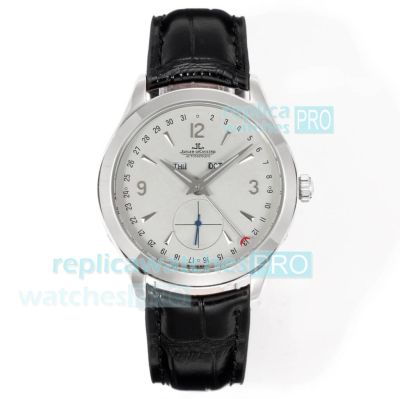 Swiss Copy Jaeger-LeCoultre Master Calendar Light Grey Dial Leather Strap Watch 